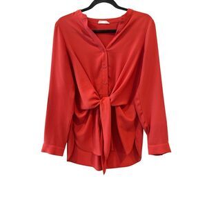 Sophie Rue Orange Tie Front Tunic Blouse